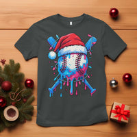 Christmas Baseball Ice Cream Drip T Shirt Santa Sports Xmas Light Boys Sprinkles Baseball Bat - Wonder Print Shop