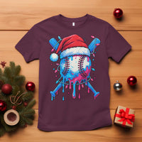 Christmas Baseball Ice Cream Drip T Shirt Santa Sports Xmas Light Boys Sprinkles Baseball Bat - Wonder Print Shop