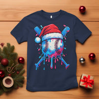 Christmas Baseball Ice Cream Drip T Shirt Santa Sports Xmas Light Boys Sprinkles Baseball Bat - Wonder Print Shop
