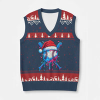 Xmas Baseball Ice Cream Drip V-Neck Knit Sweater Vest Santa Sports Xmas Light Boys Sprinkles Baseball Bat - Wonder Print Shop