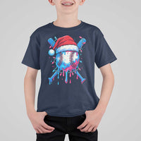 Christmas Baseball Ice Cream Drip T Shirt For Kid Santa Sports Xmas Light Boys Sprinkles Baseball Bat - Wonder Print Shop