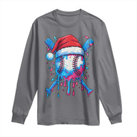 Christmas Baseball Ice Cream Drip Long Sleeve Shirt Santa Sports Xmas Light Boys Sprinkles Baseball Bat - Wonder Print Shop