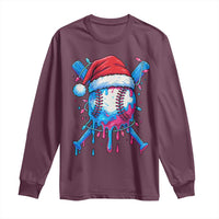 Christmas Baseball Ice Cream Drip Long Sleeve Shirt Santa Sports Xmas Light Boys Sprinkles Baseball Bat - Wonder Print Shop