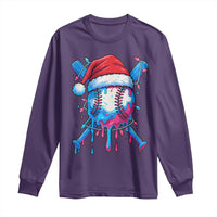 Christmas Baseball Ice Cream Drip Long Sleeve Shirt Santa Sports Xmas Light Boys Sprinkles Baseball Bat - Wonder Print Shop