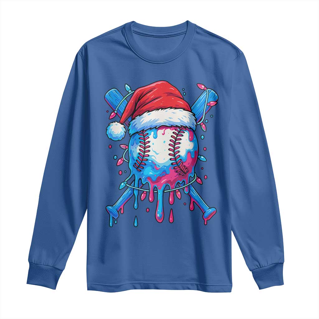 Christmas Baseball Ice Cream Drip Long Sleeve Shirt Santa Sports Xmas Light Boys Sprinkles Baseball Bat - Wonder Print Shop
