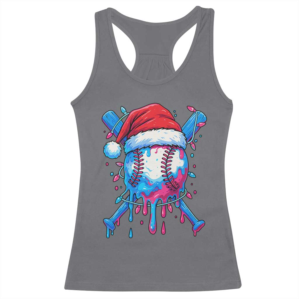 Christmas Baseball Ice Cream Drip Racerback Tank Top Santa Sports Xmas Light Boys Sprinkles Baseball Bat - Wonder Print Shop