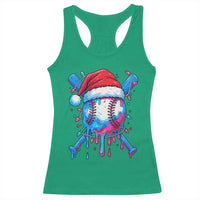 Christmas Baseball Ice Cream Drip Racerback Tank Top Santa Sports Xmas Light Boys Sprinkles Baseball Bat - Wonder Print Shop