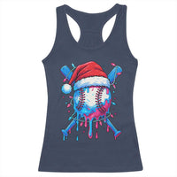 Christmas Baseball Ice Cream Drip Racerback Tank Top Santa Sports Xmas Light Boys Sprinkles Baseball Bat - Wonder Print Shop