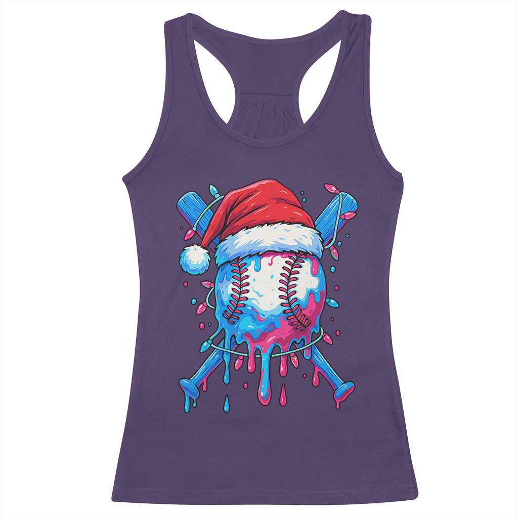 Christmas Baseball Ice Cream Drip Racerback Tank Top Santa Sports Xmas Light Boys Sprinkles Baseball Bat - Wonder Print Shop