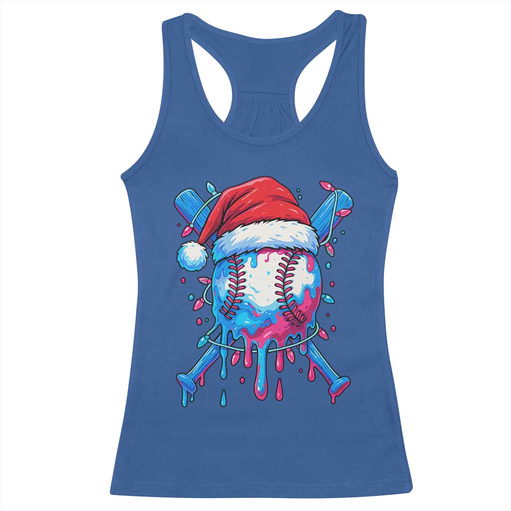 Christmas Baseball Ice Cream Drip Racerback Tank Top Santa Sports Xmas Light Boys Sprinkles Baseball Bat - Wonder Print Shop