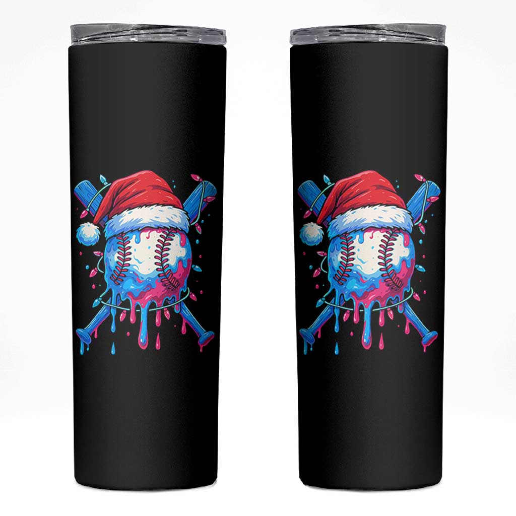 Christmas Baseball Ice Cream Drip Skinny Tumbler Santa Sports Xmas Light Boys Sprinkles Baseball Bat - Wonder Print Shop