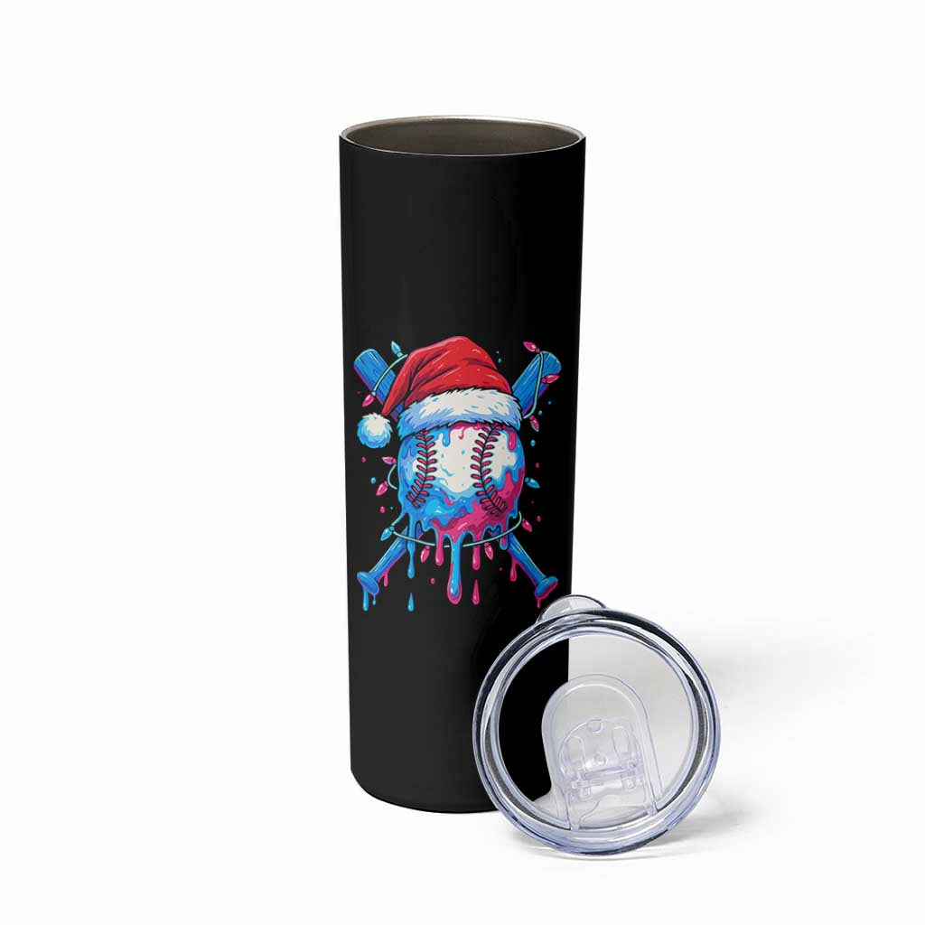 Christmas Baseball Ice Cream Drip Skinny Tumbler Santa Sports Xmas Light Boys Sprinkles Baseball Bat - Wonder Print Shop