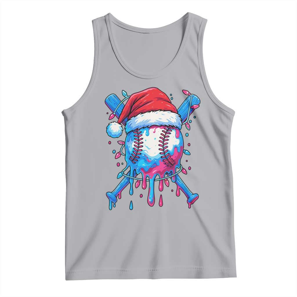 Christmas Baseball Ice Cream Drip Tank Top Santa Sports Xmas Light Boys Sprinkles Baseball Bat - Wonder Print Shop