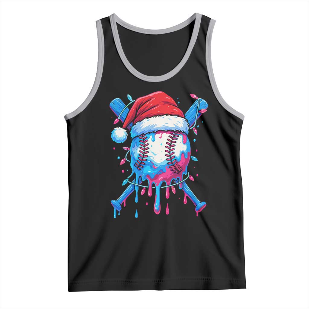 Christmas Baseball Ice Cream Drip Tank Top Santa Sports Xmas Light Boys Sprinkles Baseball Bat - Wonder Print Shop