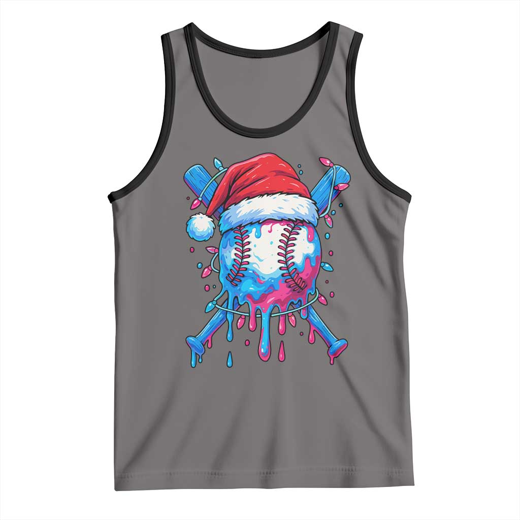 Christmas Baseball Ice Cream Drip Tank Top Santa Sports Xmas Light Boys Sprinkles Baseball Bat - Wonder Print Shop