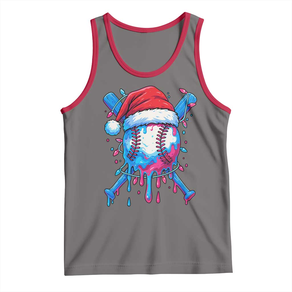 Christmas Baseball Ice Cream Drip Tank Top Santa Sports Xmas Light Boys Sprinkles Baseball Bat - Wonder Print Shop