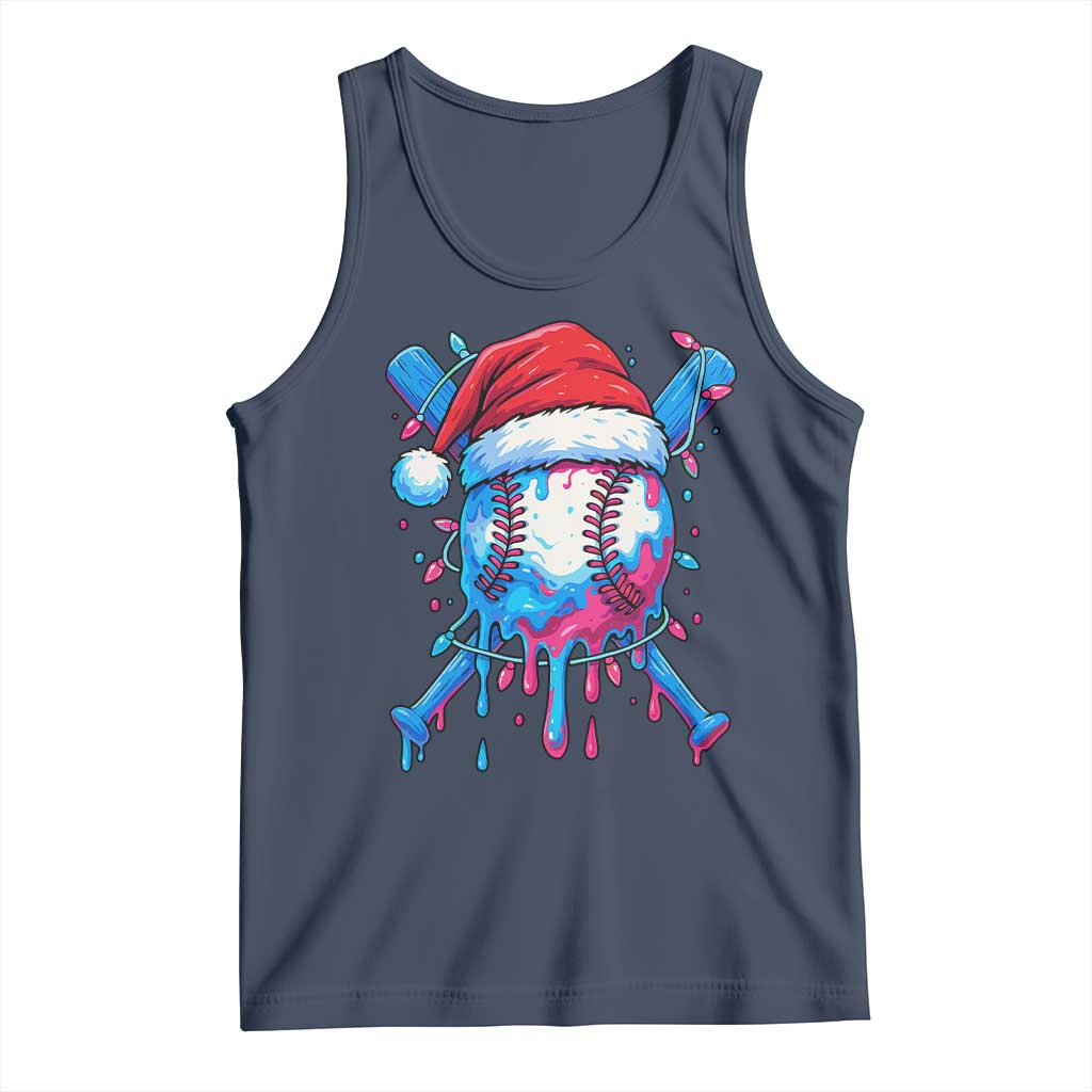 Christmas Baseball Ice Cream Drip Tank Top Santa Sports Xmas Light Boys Sprinkles Baseball Bat - Wonder Print Shop
