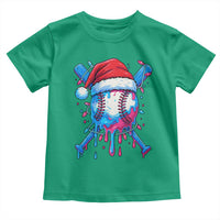 Christmas Baseball Ice Cream Drip Toddler T Shirt Santa Sports Xmas Light Boys Sprinkles Baseball Bat - Wonder Print Shop