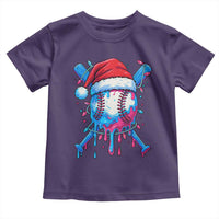 Christmas Baseball Ice Cream Drip Toddler T Shirt Santa Sports Xmas Light Boys Sprinkles Baseball Bat - Wonder Print Shop