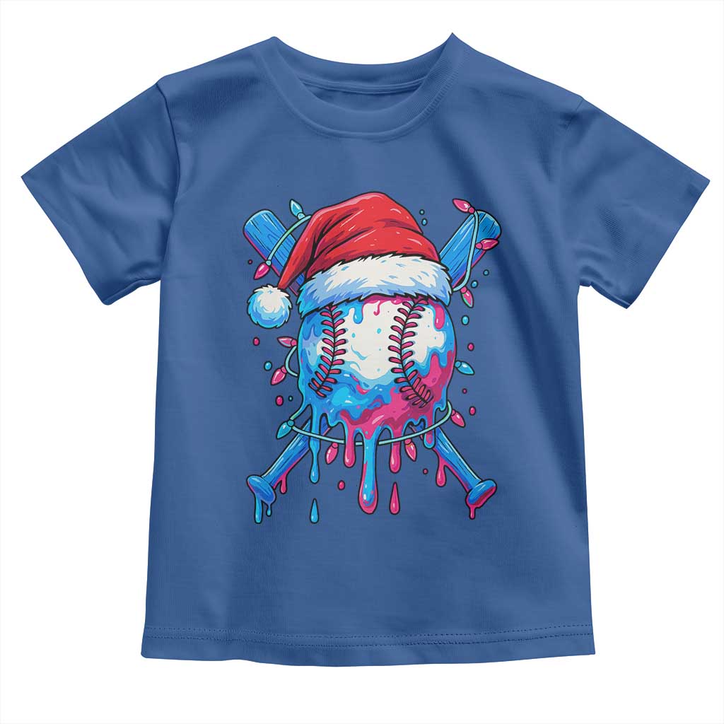 Christmas Baseball Ice Cream Drip Toddler T Shirt Santa Sports Xmas Light Boys Sprinkles Baseball Bat - Wonder Print Shop
