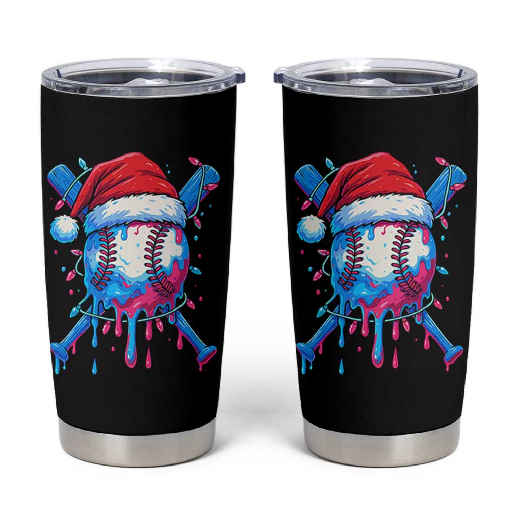 Christmas Baseball Ice Cream Drip Tumbler Cup Santa Sports Xmas Light Boys Sprinkles Baseball Bat - Wonder Print Shop