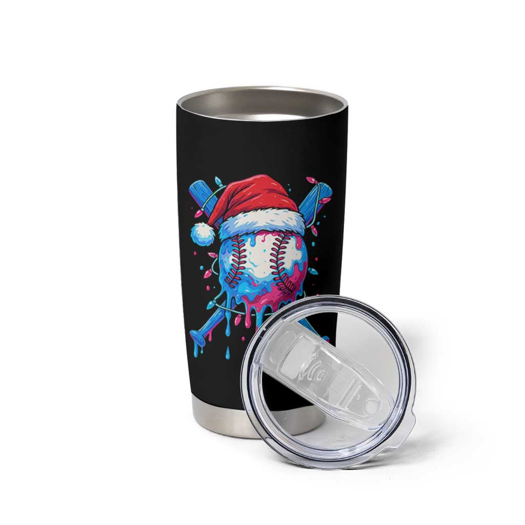 Christmas Baseball Ice Cream Drip Tumbler Cup Santa Sports Xmas Light Boys Sprinkles Baseball Bat - Wonder Print Shop