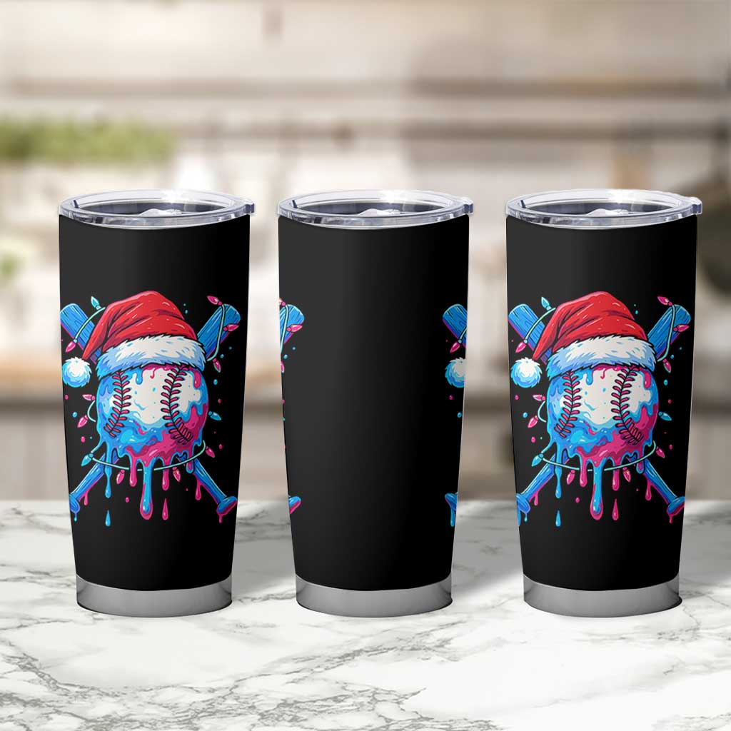Christmas Baseball Ice Cream Drip Tumbler Cup Santa Sports Xmas Light Boys Sprinkles Baseball Bat - Wonder Print Shop