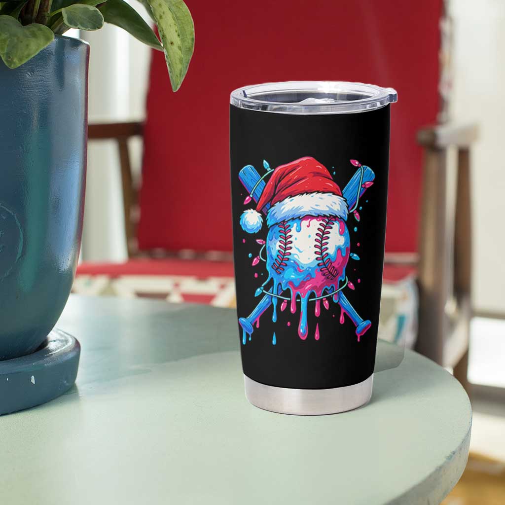 Christmas Baseball Ice Cream Drip Tumbler Cup Santa Sports Xmas Light Boys Sprinkles Baseball Bat - Wonder Print Shop