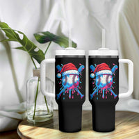 Christmas Baseball Ice Cream Drip Tumbler With Handle Santa Sports Xmas Light Boys Sprinkles Baseball Bat - Wonder Print Shop