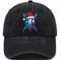 Christmas Baseball Ice Cream Drip Washed Cotton Baseball Cap Santa Sports Xmas Light Boys Sprinkles Baseball Bat