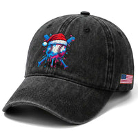 Christmas Baseball Ice Cream Drip Washed Cotton Baseball Cap Santa Sports Xmas Light Boys Sprinkles Baseball Bat