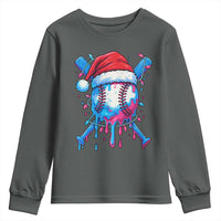 Christmas Baseball Ice Cream Drip Youth Sweatshirt Santa Sports Xmas Light Boys Sprinkles Baseball Bat - Wonder Print Shop
