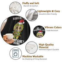 Funny Christmas Throw Blanket On the Naughty List I Regret Nothing Kawaii Bubu - Wonder Print Shop