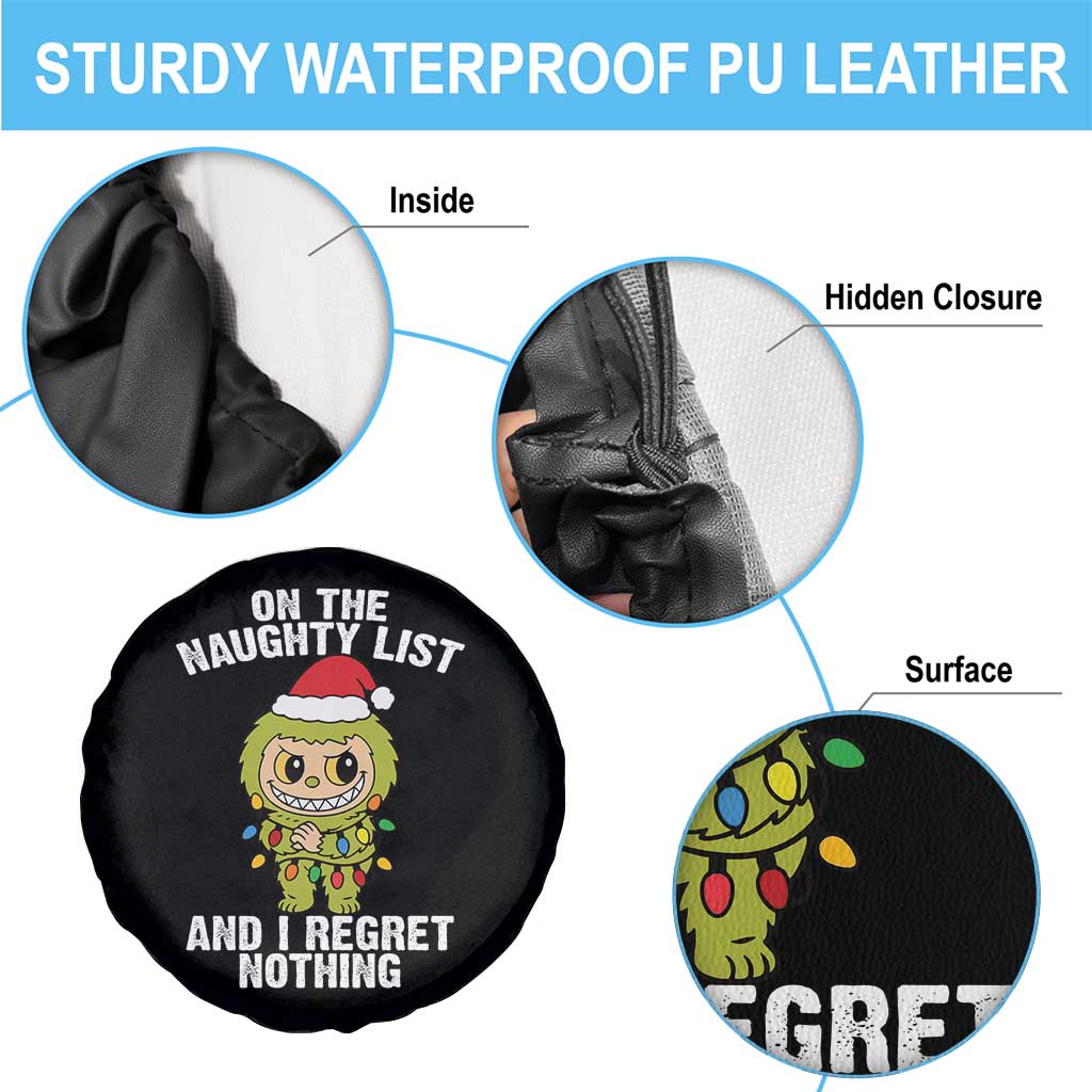 Funny Christmas Spare Tire Cover On the Naughty List I Regret Nothing Kawaii Bubu - Wonder Print Shop