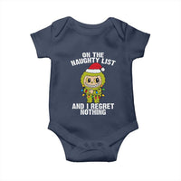 Funny Christmas Baby Onesie On the Naughty List I Regret Nothing Kawaii Bubu - Wonder Print Shop