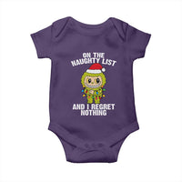 Funny Christmas Baby Onesie On the Naughty List I Regret Nothing Kawaii Bubu - Wonder Print Shop