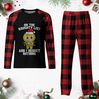 Funny Xmas Plaid Pajama Set On the Naughty List I Regret Nothing Kawaii Bubu - Wonder Print Shop