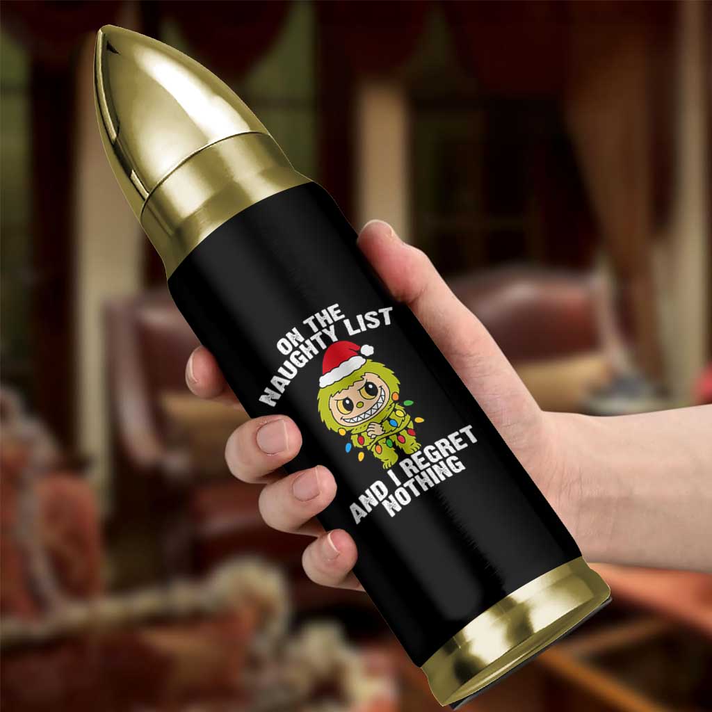 Funny Christmas Bullet Tumbler On the Naughty List I Regret Nothing Kawaii Bubu - Wonder Print Shop