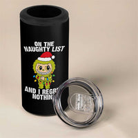 Funny Christmas 4 in 1 Can Cooler Tumbler On the Naughty List I Regret Nothing Kawaii Bubu - Wonder Print Shop