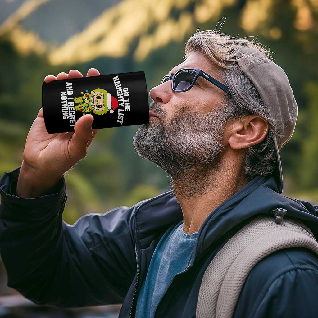 Funny Christmas 4 in 1 Can Cooler Tumbler On the Naughty List I Regret Nothing Kawaii Bubu - Wonder Print Shop