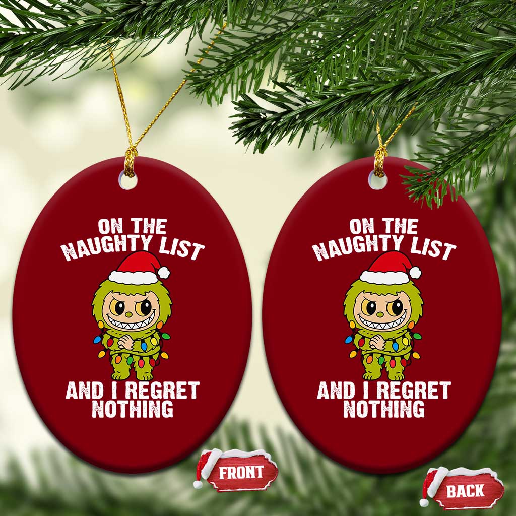 Funny Xmas Ceramic Ornament On the Naughty List I Regret Nothing Kawaii Bubu - Wonder Print Shop