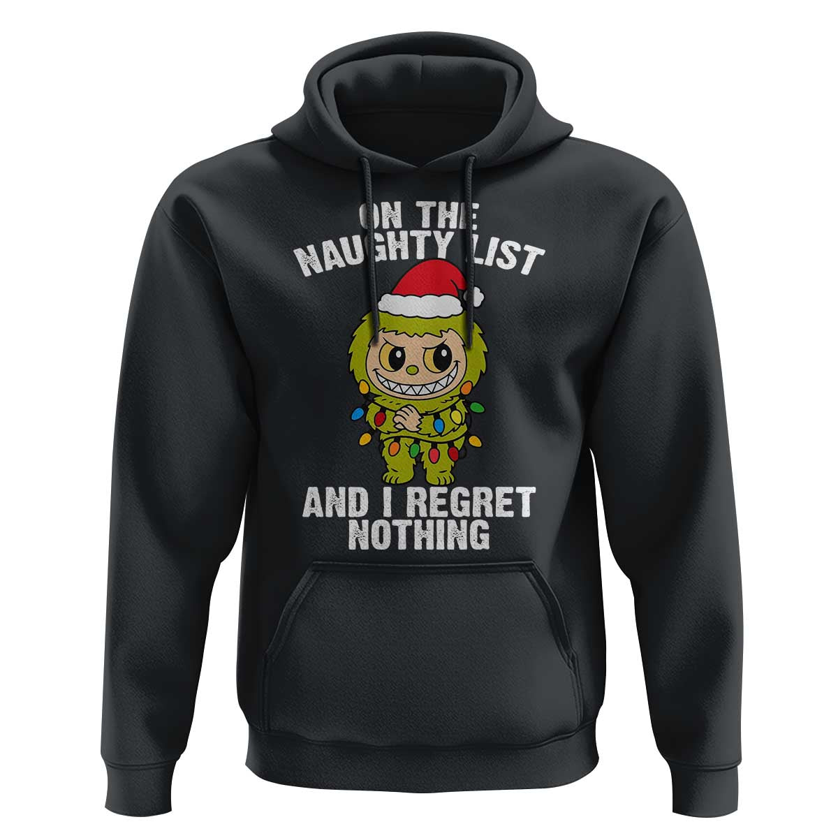 Funny Christmas Hoodie On the Naughty List I Regret Nothing Kawaii Bubu - Wonder Print Shop