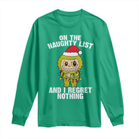 Funny Christmas Long Sleeve Shirt On the Naughty List I Regret Nothing Kawaii Bubu - Wonder Print Shop