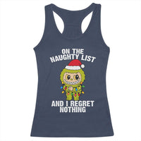Funny Christmas Racerback Tank Top On the Naughty List I Regret Nothing Kawaii Bubu - Wonder Print Shop