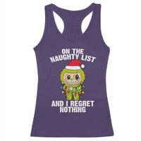 Funny Christmas Racerback Tank Top On the Naughty List I Regret Nothing Kawaii Bubu - Wonder Print Shop