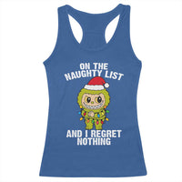 Funny Christmas Racerback Tank Top On the Naughty List I Regret Nothing Kawaii Bubu - Wonder Print Shop