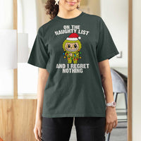 Funny Christmas T Shirt For Women On the Naughty List I Regret Nothing Kawaii Bubu - Wonder Print Shop