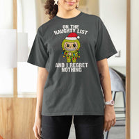 Funny Christmas T Shirt For Women On the Naughty List I Regret Nothing Kawaii Bubu - Wonder Print Shop