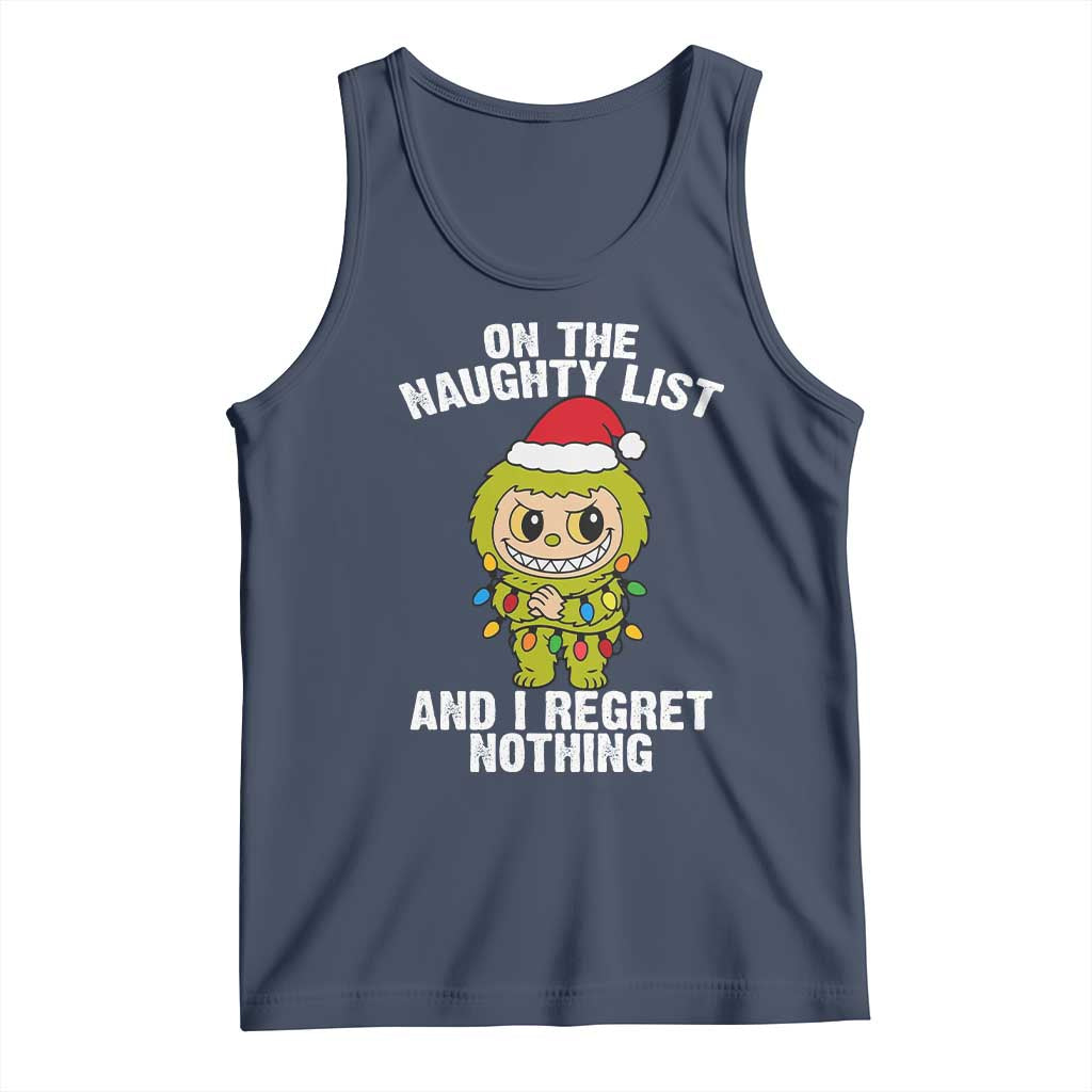 Funny Christmas Tank Top On the Naughty List I Regret Nothing Kawaii Bubu - Wonder Print Shop