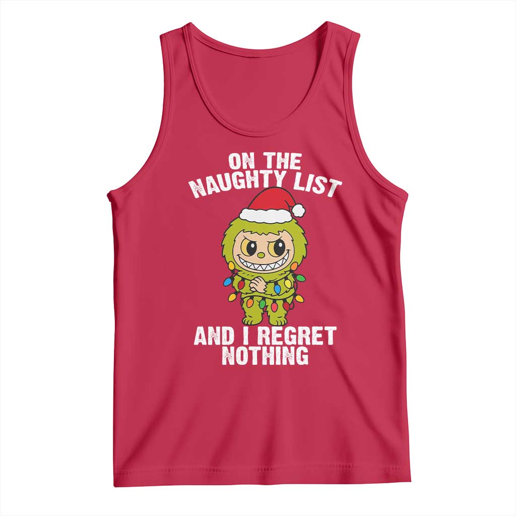 Funny Christmas Tank Top On the Naughty List I Regret Nothing Kawaii Bubu - Wonder Print Shop